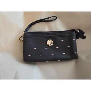 Women's Tommy Hilfiger‎ Logo Dual Zip Wristlet Wallet Front Pocket Navy